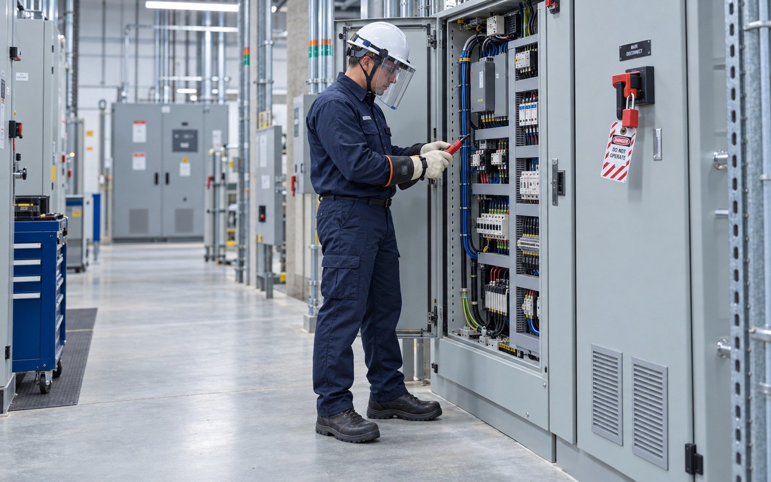 Técnico da Thermo ES trabalhando na parte elétrica de uma unidade condensadora